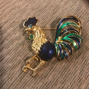 Vintage Rooster brooch, gold colored